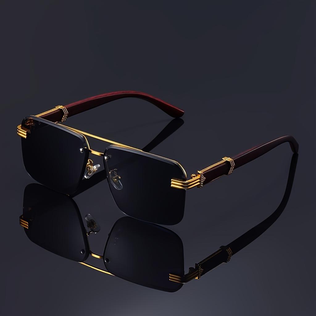 Luxury Frameless Fashion Glasses for Men and Women, Imitation Wood Grain Temple Tips, Perfect Choice, Versatile Comfortable