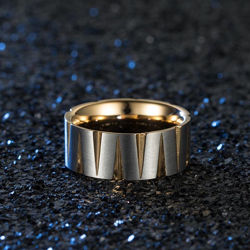 Domineering Men Rings 8mm Wedding Band  Pure Carbide Titanium Engagement Ring for Men Brushed Mate Center Jewelery