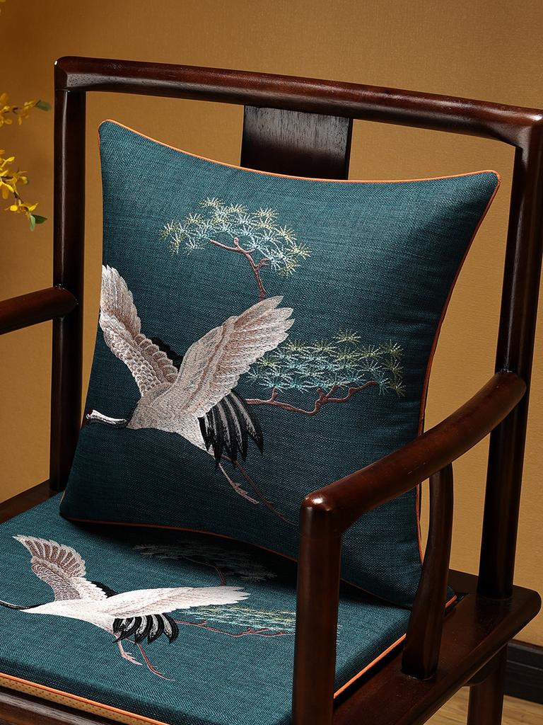 Veemi Home Leinen Kissenbezug Frühling Vögel Stickerei Orientalischer Luxus Hochwertiger Kissenbezug für Couch Sofa Bett 18x18 Zoll