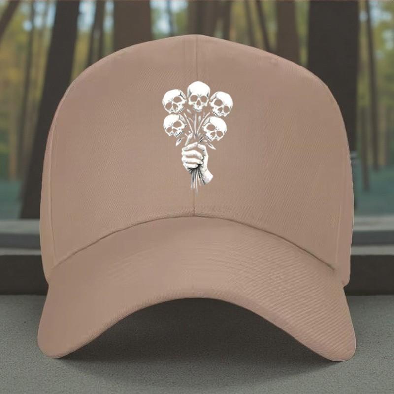 Skull Bouquet Baseball Cap Unisex Polyester Sun Shade Hat Adjustable Outdoor Style