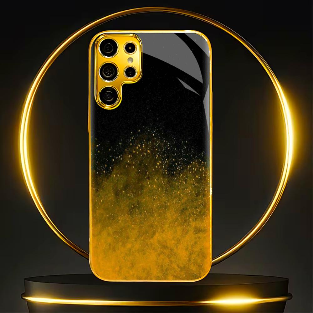 Black gold faddish cellphone new Bestseller model PhoneCase Glass PhoneCase for Samsung Galaxy S26 S25 S24 S23 S22 FE,Ultra,Plus