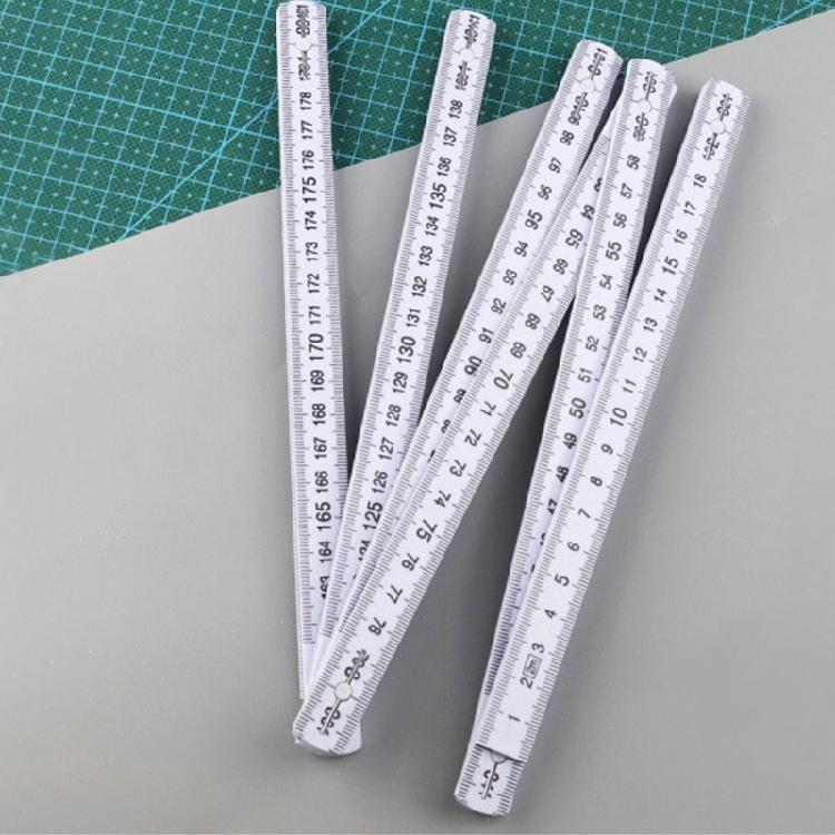 2Pcs Lightweight 2 Meter Foldable Ruler Plastic Measuring Ruler Teaching Aid for Professional & Person Measuring Tasks