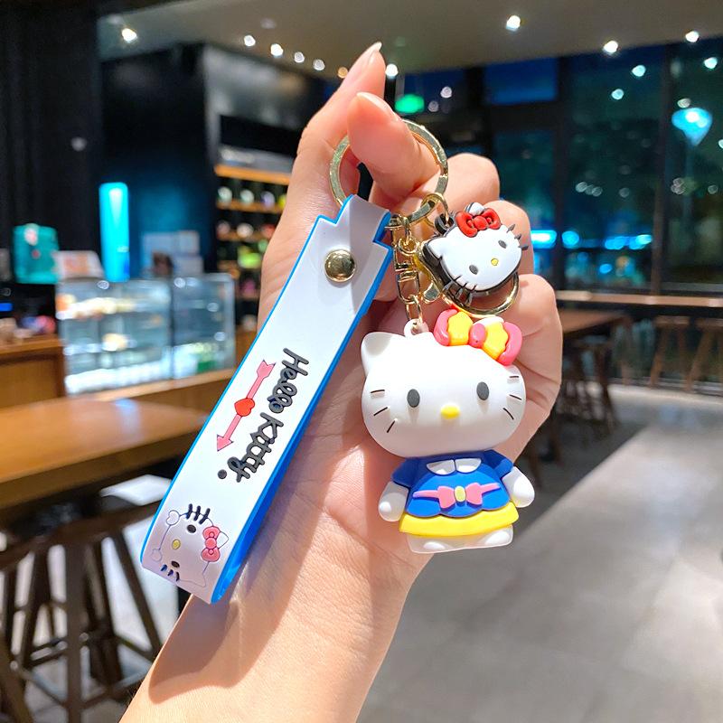 Creative Cartoon Teacup Kt Cat Keychain Hello Kitty Cute Pendant Schoolbag Pendant Girl Student Pendant