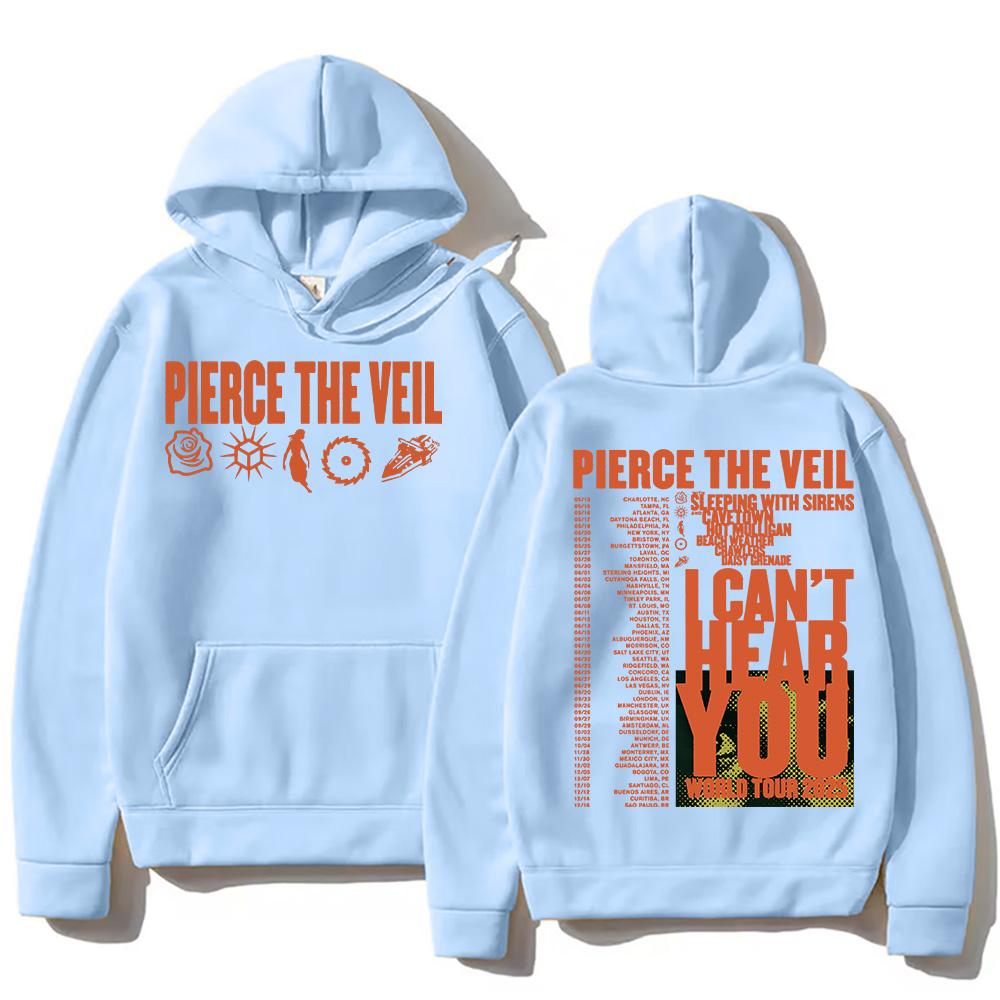 Pierce The Veil „I Can't Hear You“-Tour 2025 Hoodies – Rockband, Hip-Hop, Unisex-Streetwear für Damen und Herren – Modischer Pullover
