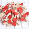 50Pcs Wooden Colored Love Heart Photo Clip Memo Paper Diy Photo Clips Wedding Decoration Postcard Clips Clothespin Home Decor