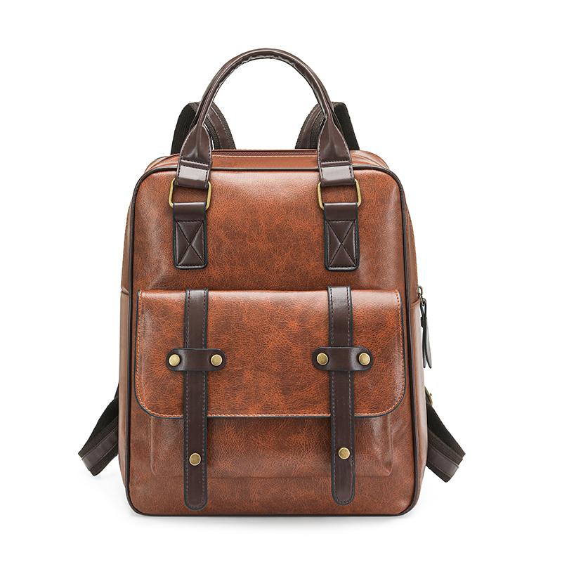 Vintage PU-Rucksack für Damen mit verstellbaren Trägern und Frontklappendesign Klassische Schultasche für Arbeit und täglichen Gebrauch