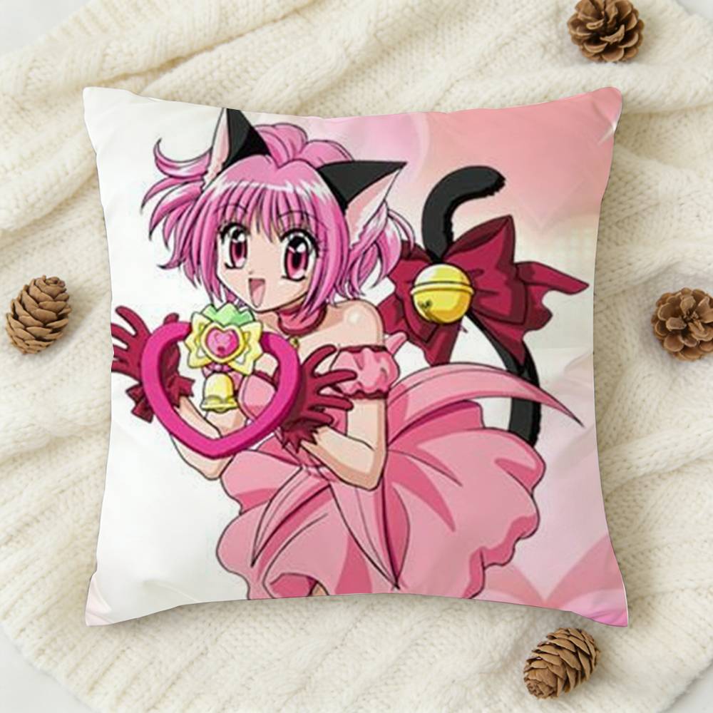 TTokyo Mew Mew Anime Doublesided Printed Square Decorative Cushion Cover for Sofa Living Room Home Decor