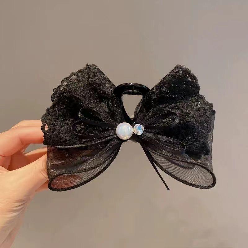 

Корейский кружевной сетчатый бант-зажим Темпераментный универсальный зажим-акула для волос Супер фея Милая заколка для полусобранных волос