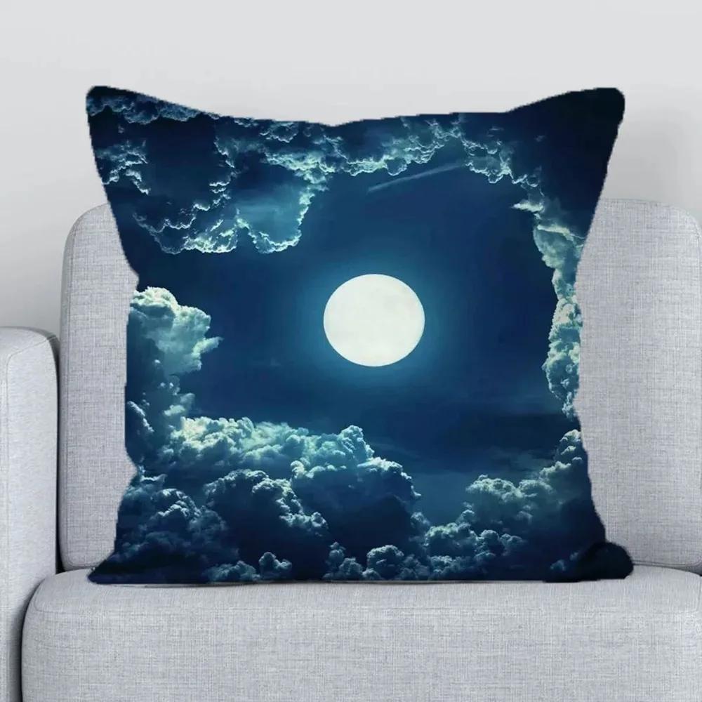 Office Sofa Luxury Cushion Cover Moon Night Sky Pattern Print Home Decor Pillow Cover
