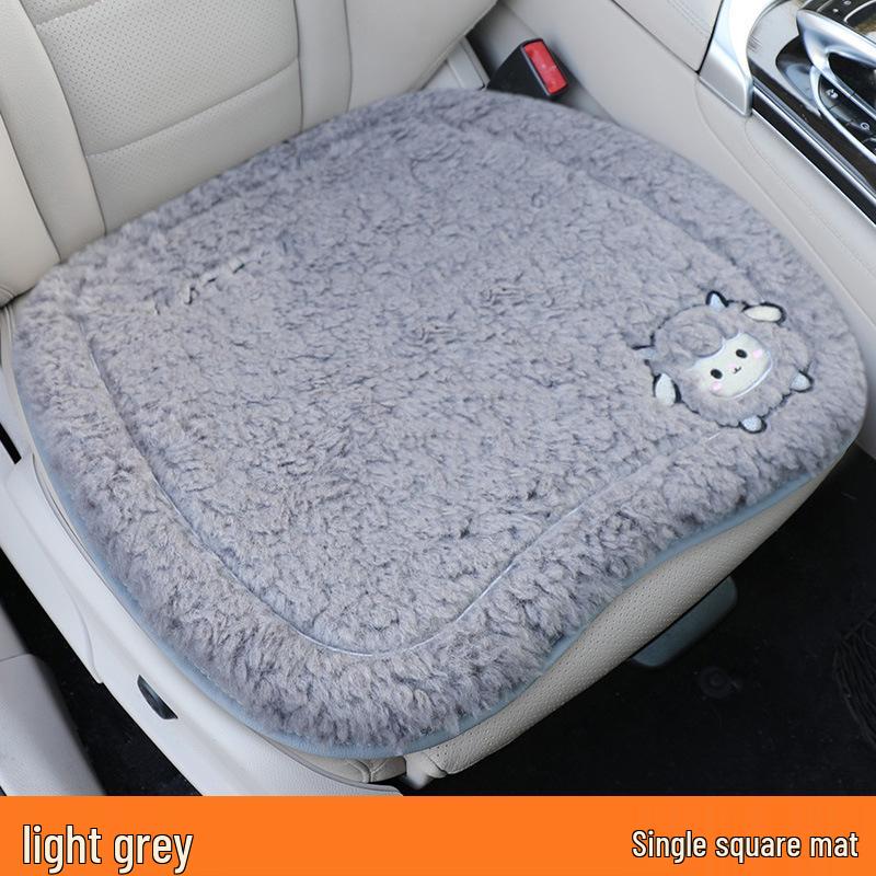 Universal Embroidered Lambswool Car Seat Cushion Set - Winter Warm 3-Piece Interior Decor.