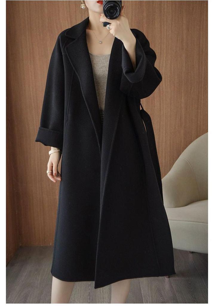 Women's Plus Size Long Double-Sided Wool Coat - Autumn/Winter 2025 Collection