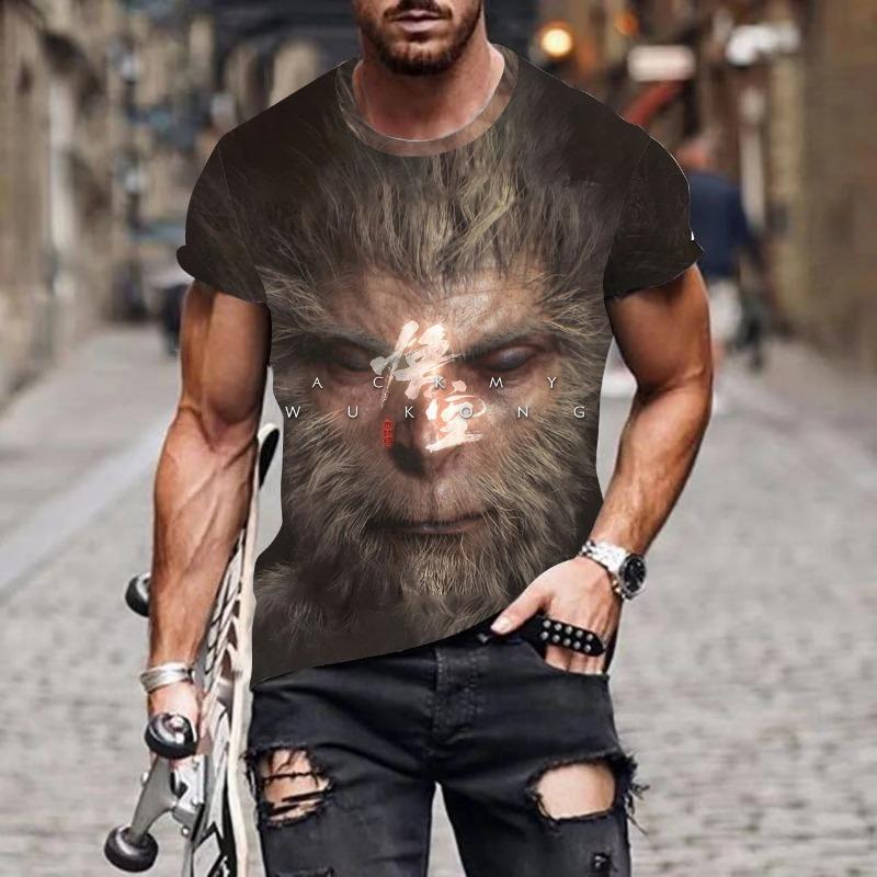 2024 Children's Adult Super Large T-shirt Wukong New Top and T-shirt Casual Fantasy Clothing Pattern Men's Printed T-shirt Men's