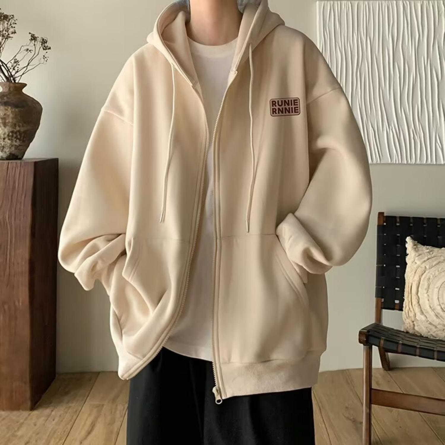 

Свитшот с капюшоном, кардиган для мужчин, весна и осень, новый стиль, американский ретро, простая модная брендовая свободная повседневная куртка, мужская модная 5XL