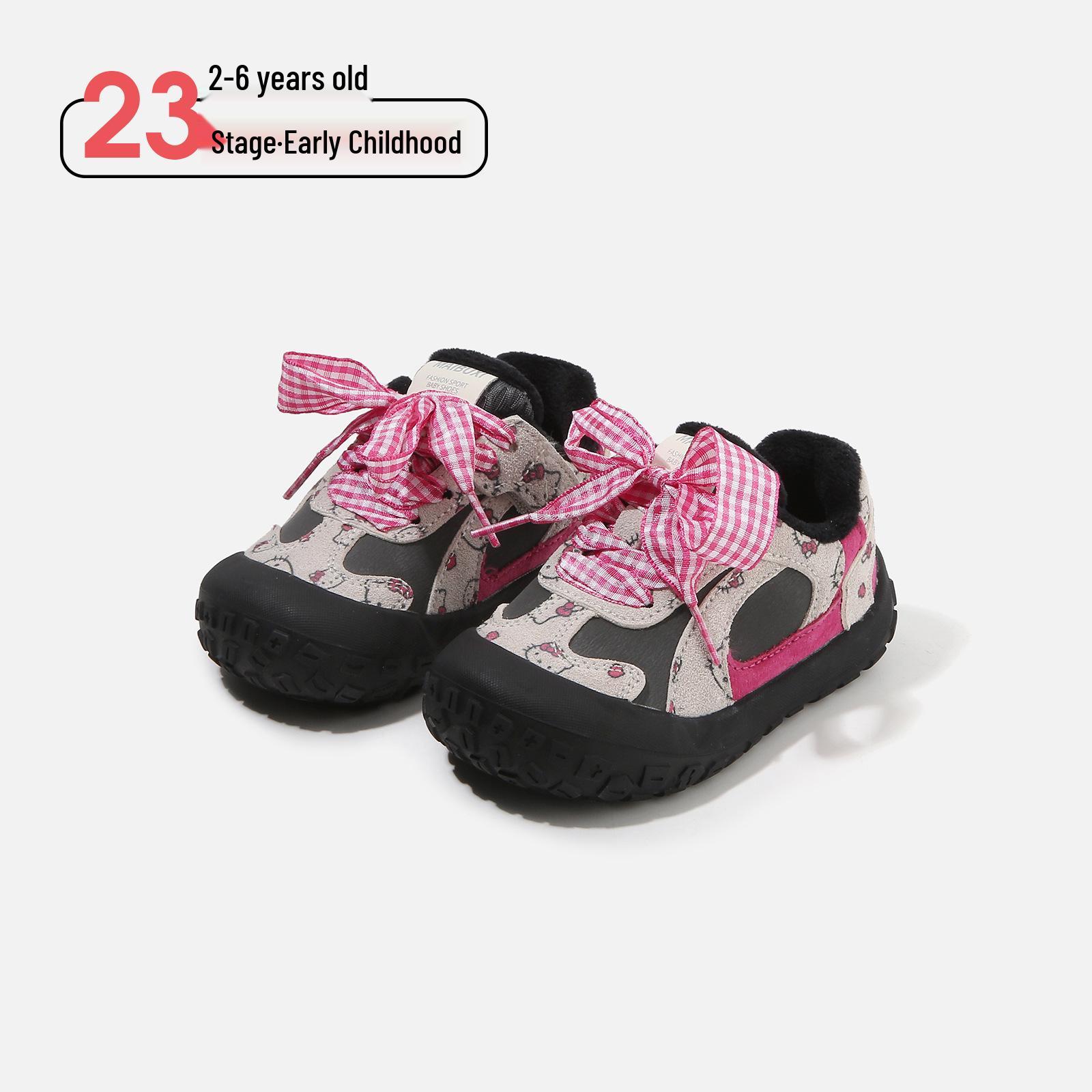 

Color-Block Plush-Lined Cartoon Shoes for Girls, Non-Slip Winter Soft-Soled Walking Shoes Factory order price 22-25 complete set (100 pairs) рожевий