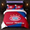 Set Biancheria da Letto Personalizzato Bayern Monaco con Nome Testo 1 Copripiumino+2 Federe Logo Calcio Regalo Personalizzato per Occasioni Speciali Decorazione Camera da Letto