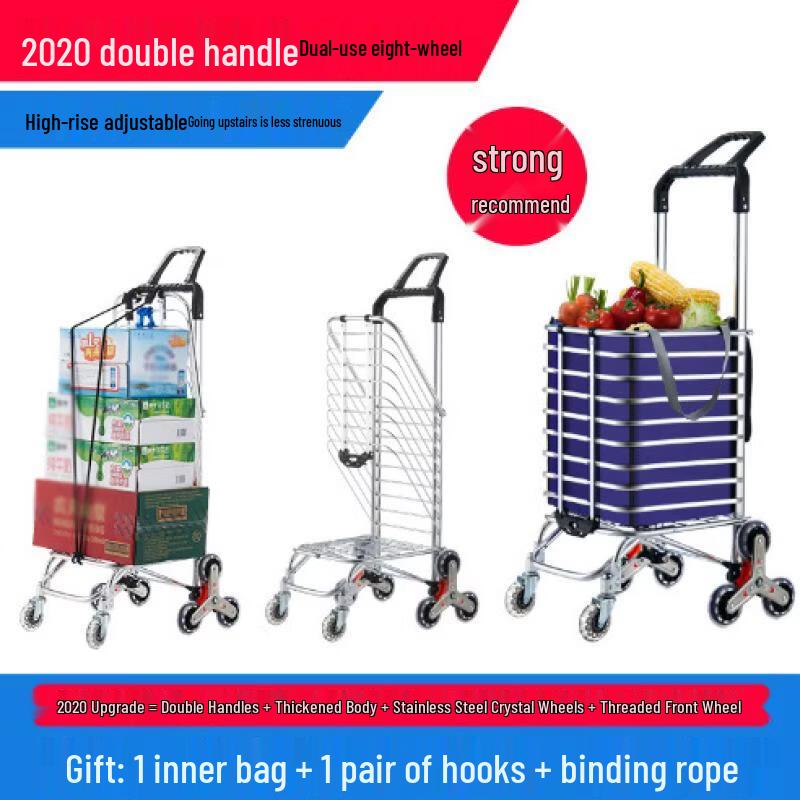 Handton Dual-Handle 8-Wheel Shopping Cart