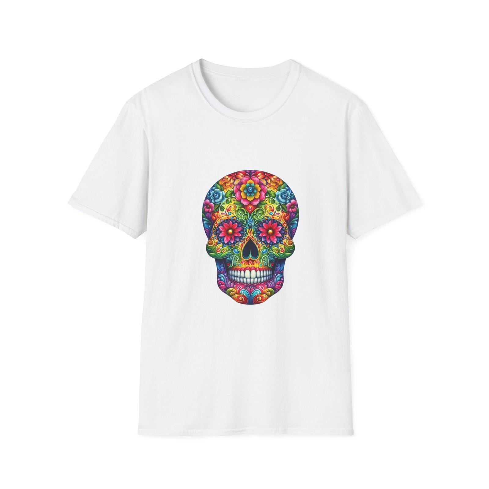 Colorful Sugar Skull T-Shirt, Day of the Dead Shirt, Bohemian Tee S