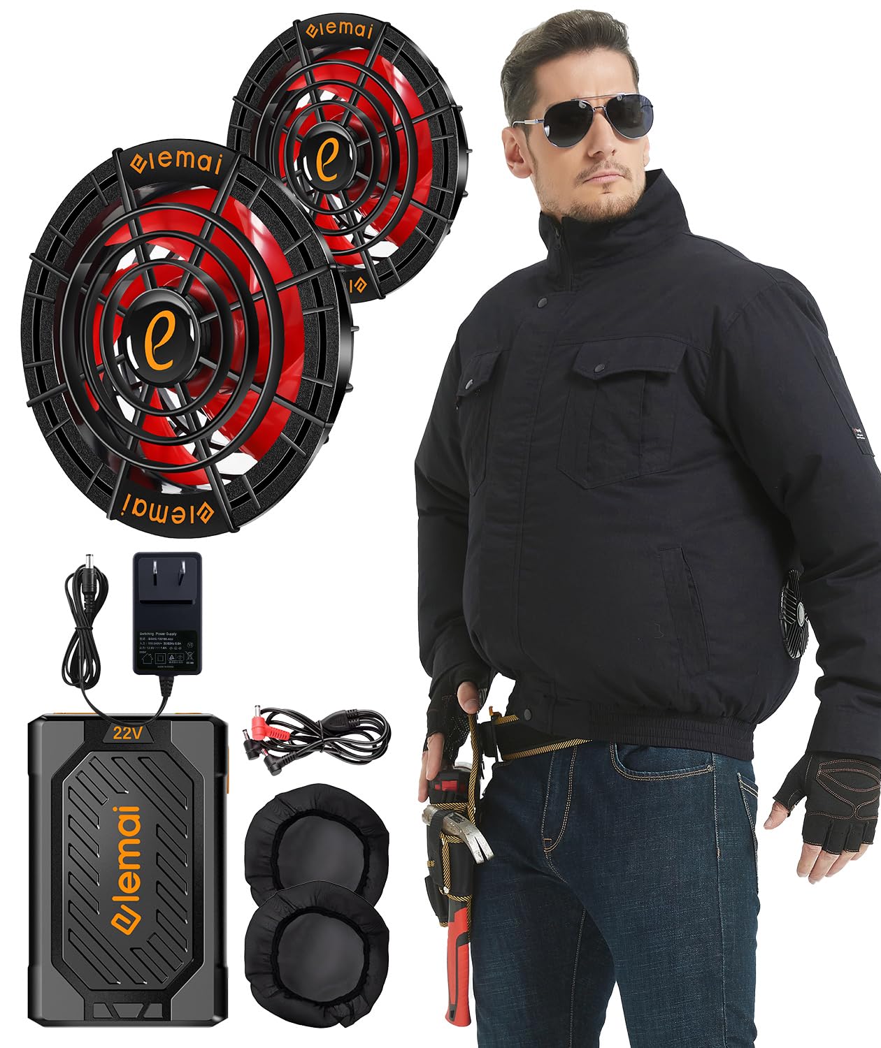 

НОВАЯ модель рабочей одежды с сверхвысокой выходной мощностью 22 В, регулируемым воздушным охлаждением, необходимая рабочая вещь для мер против экстремального хлопка [elemai] Вентилятор,