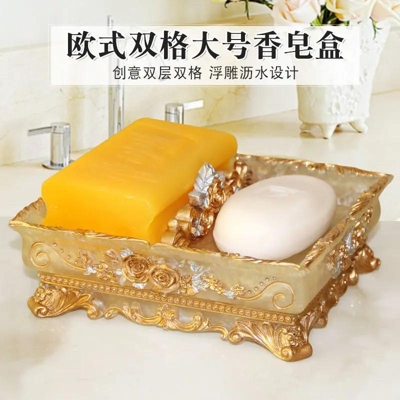 Drain Soap Holder Box European Style Soap Box Bathroom Soap Holder Dish Storage Plate Tray Bathroom Shower Supplies Bathroom
