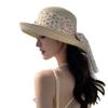 Breathable Flower Fisherman Cap Large Brim Wide Brim Sun Hat Fashion Lace Bowknot Straw Hat  Beach