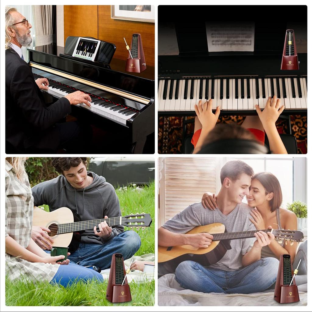 TERENCE Pendulum Metronome, High Precision, High Volume, for Musical Instruments, Beginner-Friendly, Compact, Mechanical Metronome, Metal Core, Standa