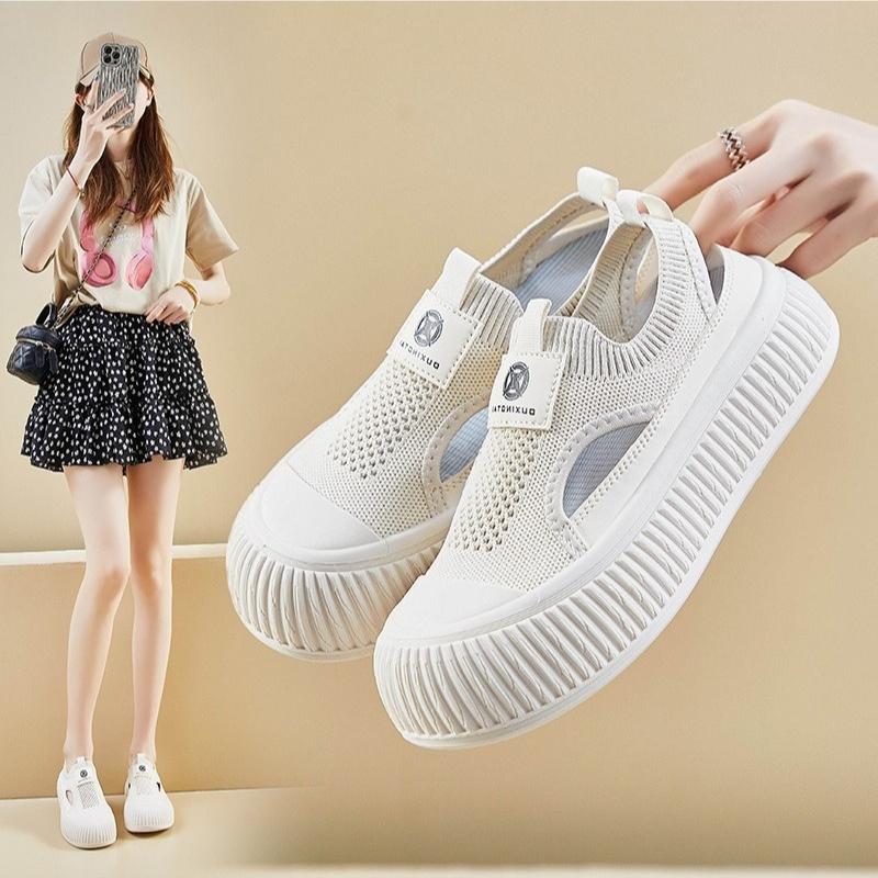 Fashion 2025 Summer New Korean Version Cloth Shoes for  Female Students Height Increasing Mesh Breathable Board Women Shoes Casual Shoes