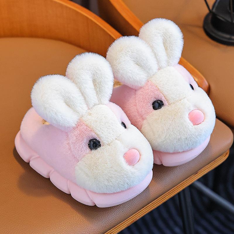

Winter children s cotton slippers for boys and girls, warm and plush, thick-soled, non-slip home slippers for toddlers 24-25Inner Length15.5cm розовый