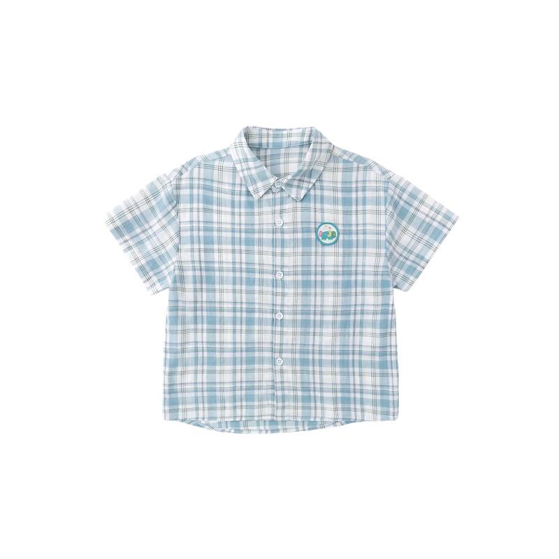 Dudu Family Kids  Summer Plaid Short Sleeve Shirt 90