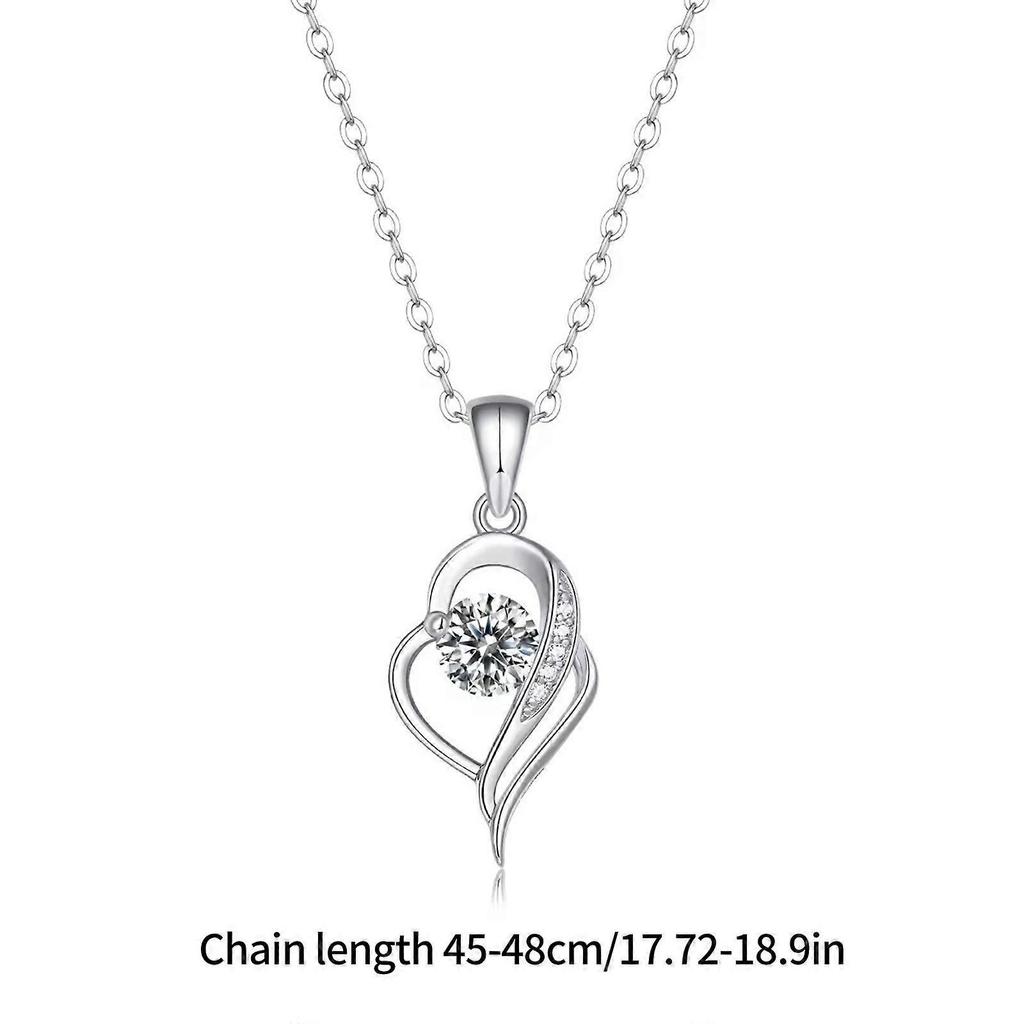 Moissanites Heart Necklace Anniversary Gift Adjustable Length Clavicle Chain Stylish Wedding Gift Dainty Jewelry