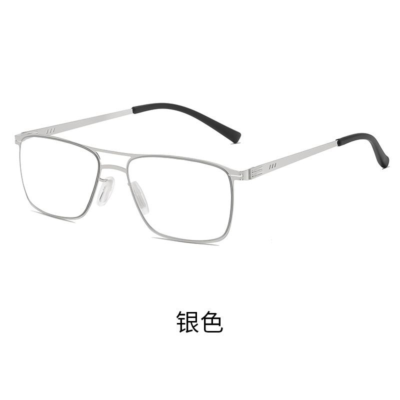 

Retro Double Beam Metal Color-Changing Reading Glasses Anti-Blue High Definition Ultra-Light Men S Business Reading Glasses Color change gray +400 degrees