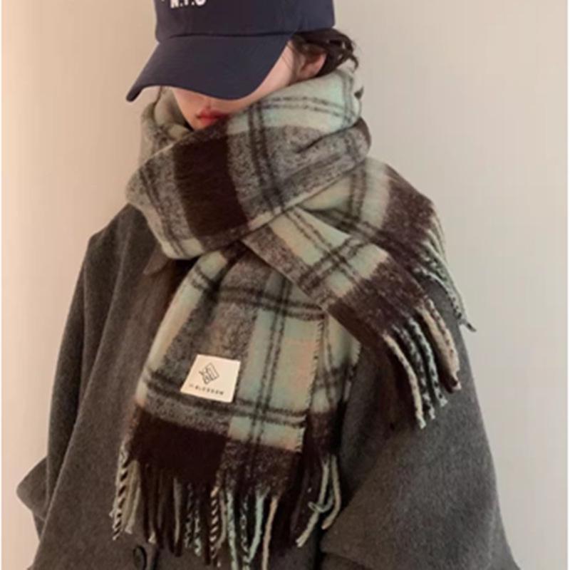Hochwertiger Schal im koreanischen Stil mit Karomuster: Warmer, verdickter Kaschmir-ähnlicher Schal für Studenten und Paare