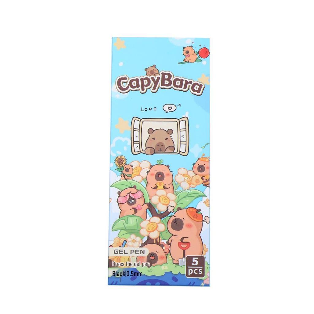 Capybara Party Cartoon Cloud Pen Holder - Cute Ins Style Clickable Black Pen, Quick-Drying for Students