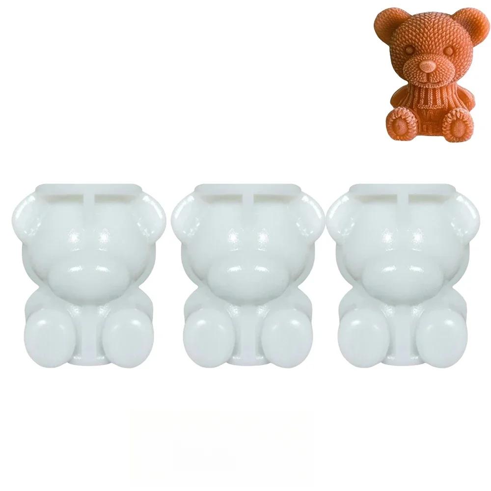 Bärenförmige 3D Eiswürfelform Silikon Schokoladenkuchenform Creme DIY Backwerkzeug für Cocktail Whiskey Dessertdeko Wiederverwendbares Set