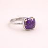 Purple Copper Turquoise Ring in 925 Sterling Silver, Cushion Cabochon Gemstone Ring, Boho Statement Jewelry, Handmade Gift
