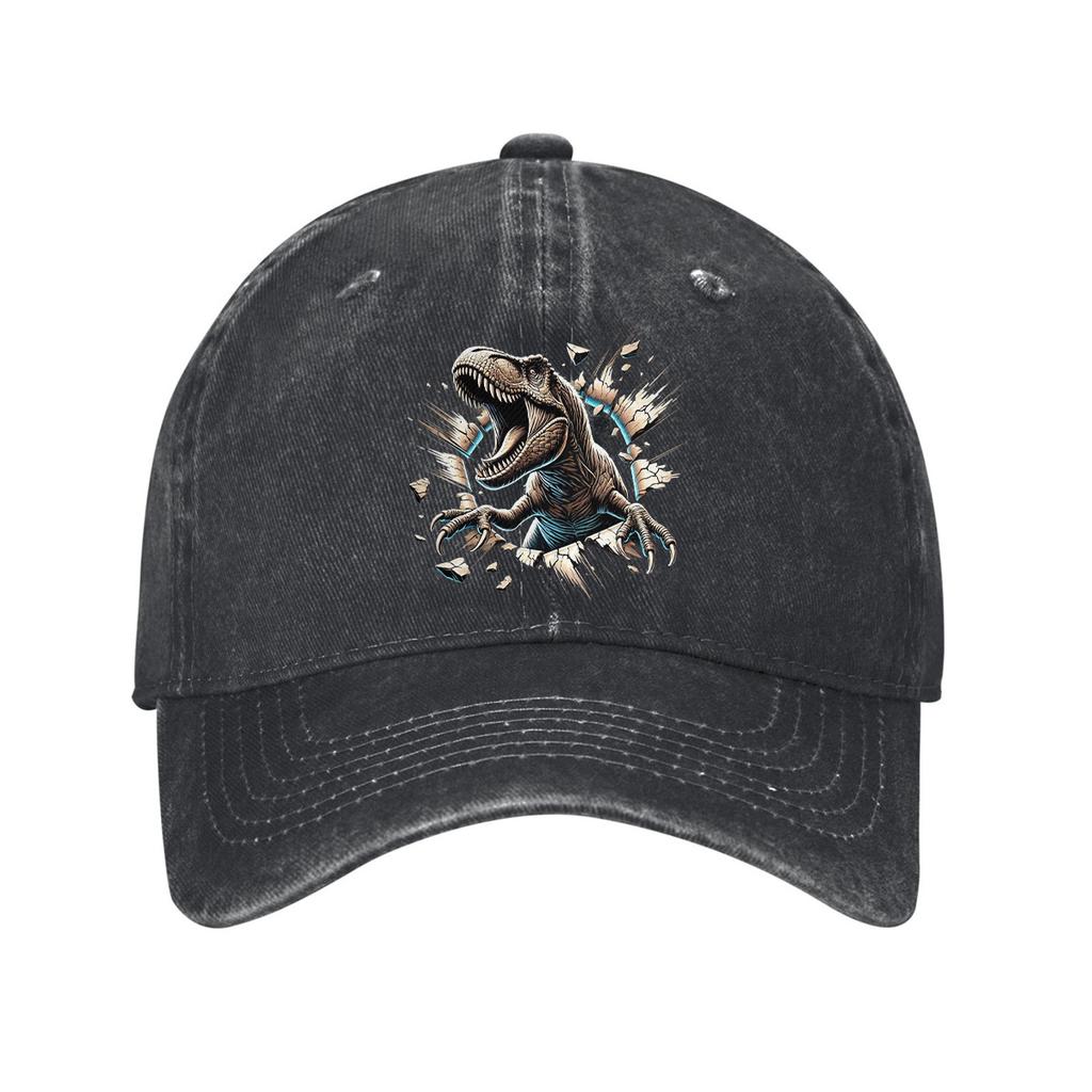 Tyrannosaurus Rex Graphic Denim Baseball Cap Breathable Cotton Adjustable Dad Hat Casual Outdoor Unisex