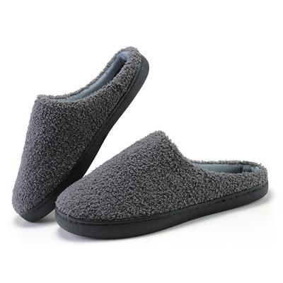 Zapatillas de Casa de Invierno de Moda para Interior para Pareja para Hombre y Mujer Terciopelo Teddy Color Sólido Simple Cálidas Antideslizantes Impermeables Algodón
