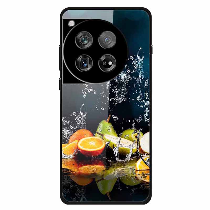 For OnePlus 12 5G Case Pattern Printing Tempered Glass Cell Phone Protection Cover