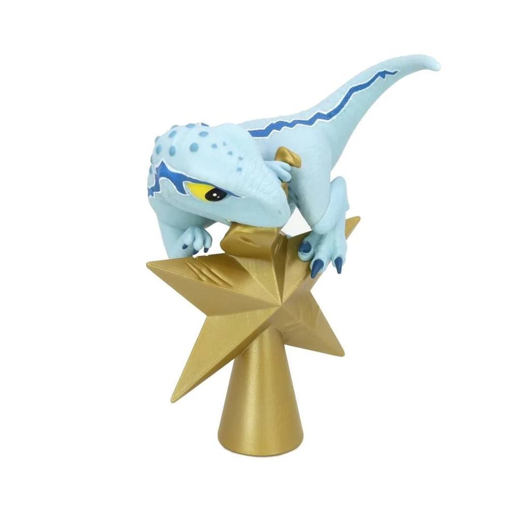 Dinosaurier Baumspitze mit Stern – Einzigartige Weihnachtsbaumdekoration, Lustiger prähistorischer Dino Schmuck mit Glitzerstern für Feiertags-Partydeko