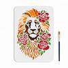 1Pc PET Hollow Out Drawing Painting Stencils, for DIY Scrapbook, Photo Album, with 1Pc Art Paint Brushes, Lion, 297x210mm