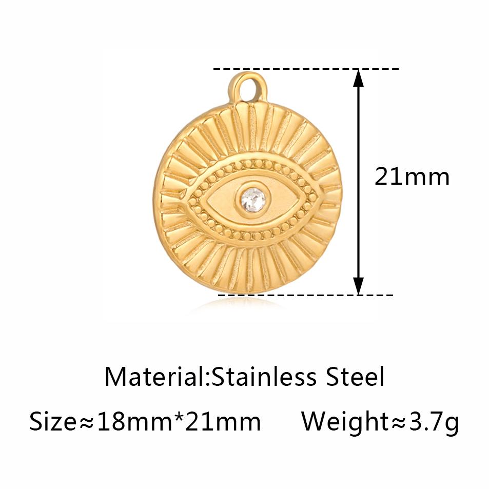 3 Stück Edelstahl Goldfarben Beschichtet Strassstein Blaues Böses Auge Anhänger Halskette Armband Ohrring DIY Schmuckherstellung Zubehör