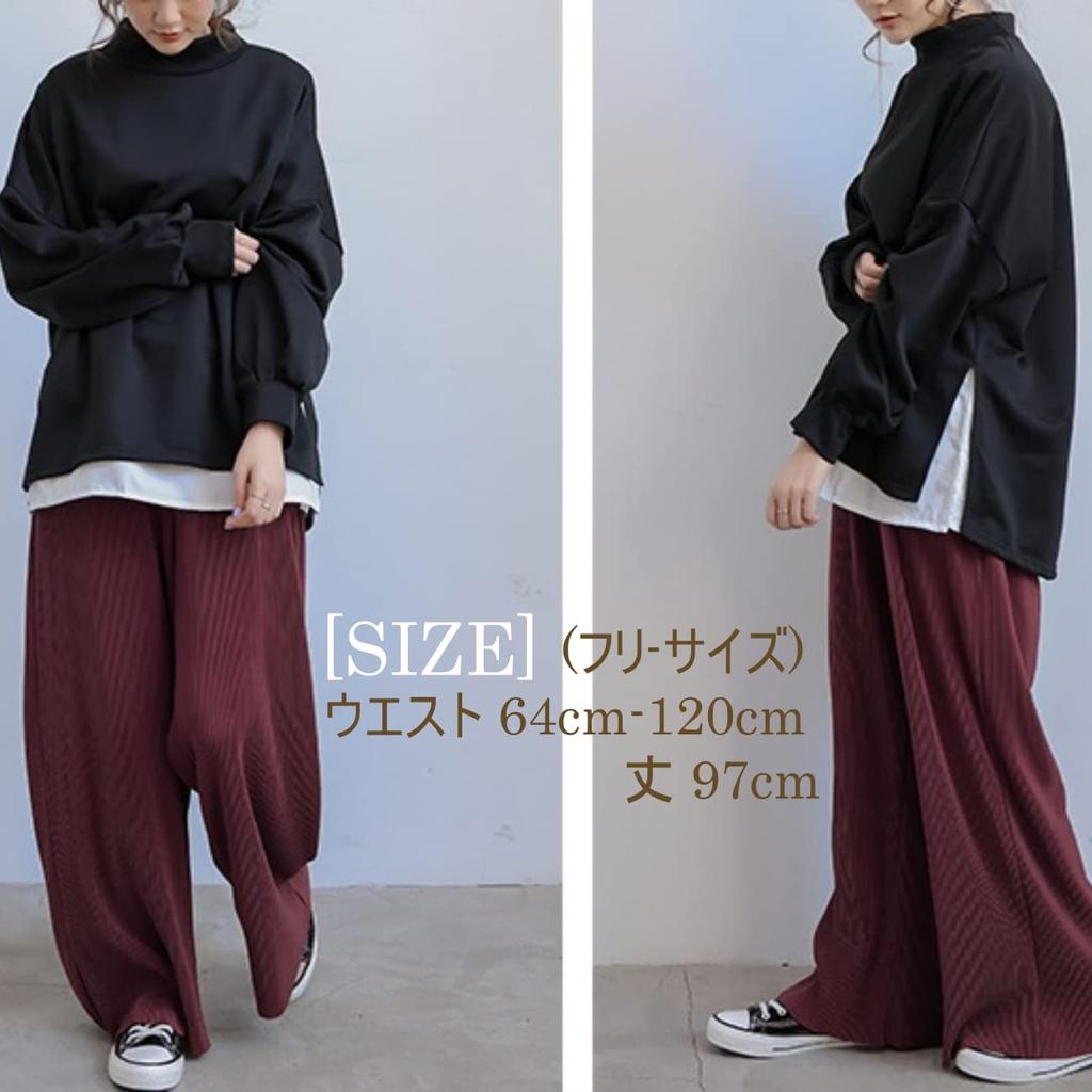 Pleated Pants with Scissors and Elastic Wide for and Yoga 1/2plus Women's Self-Cutting Waist, Leg, Office, Dance, (Free Size, Black)