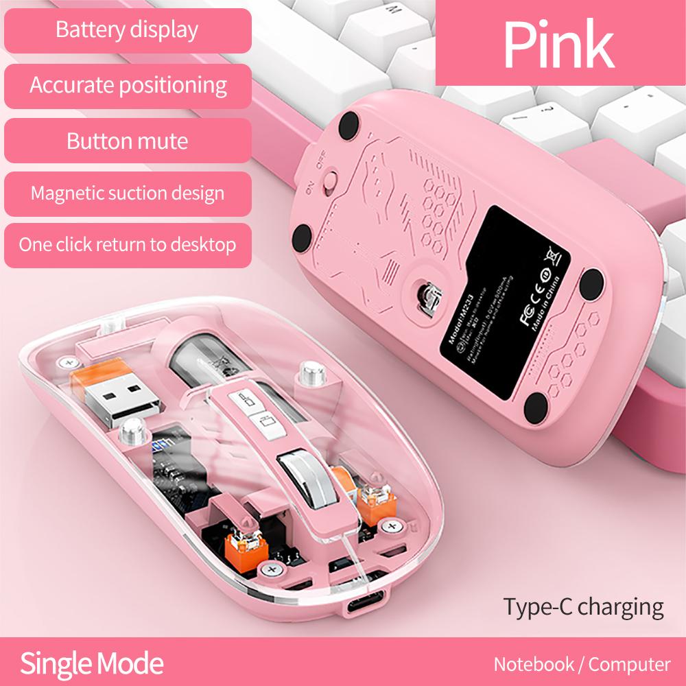 3 Modes Transparent Wireless Mouse 2.4G Wireless Bluetooth Rechargeable Mice Suitable For PC Games And Office