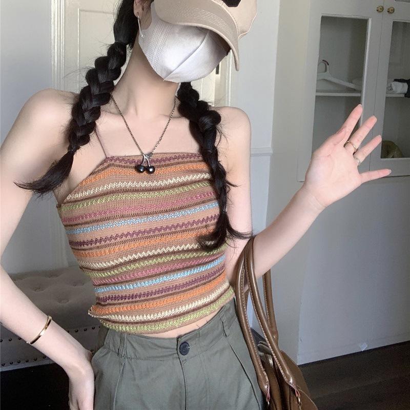 Design Sense Knitted Halter Vest Women's Summer New Sexy Sweet and Spicy Inside Wear Sleeveless Blouse