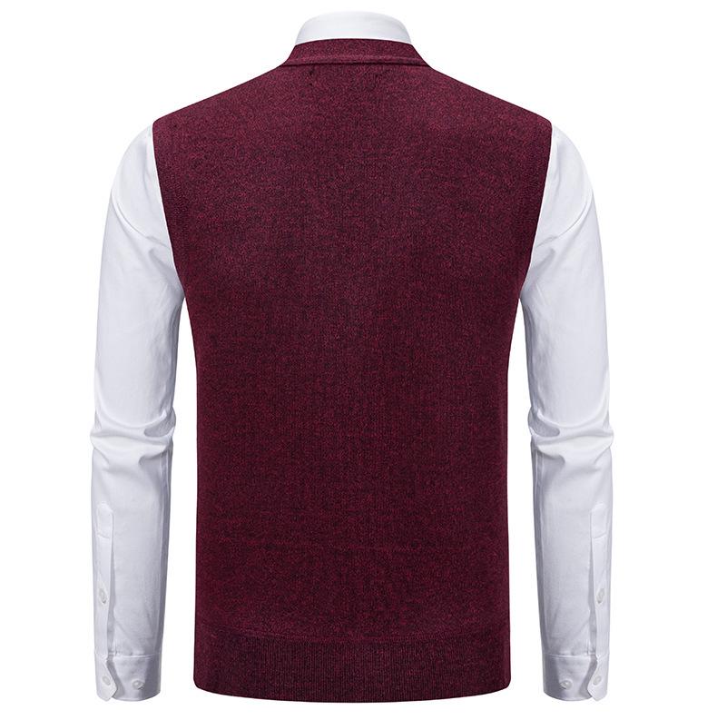 Men's Sleeveless Fleece-Lined Knit Cardigan: Autumn/Winter Plus Size Loose Fit Sweater