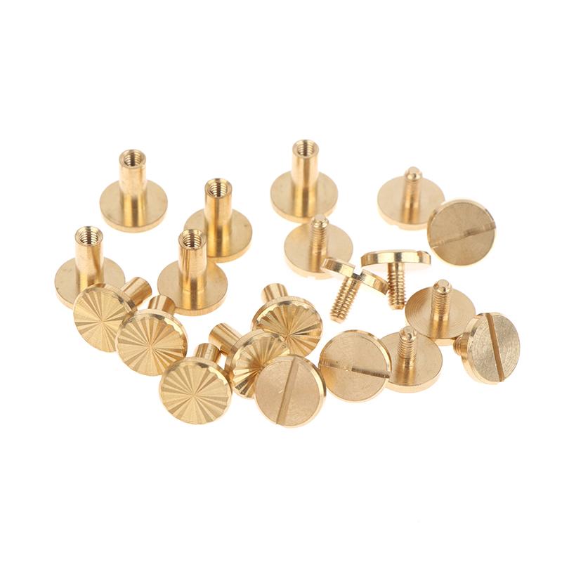 New! 10pcs Solid Brass Binding Chicago Screws Belt Screw Nail Stud Rivets For Photo Album Leather Craft Belt Wallet Fasteners