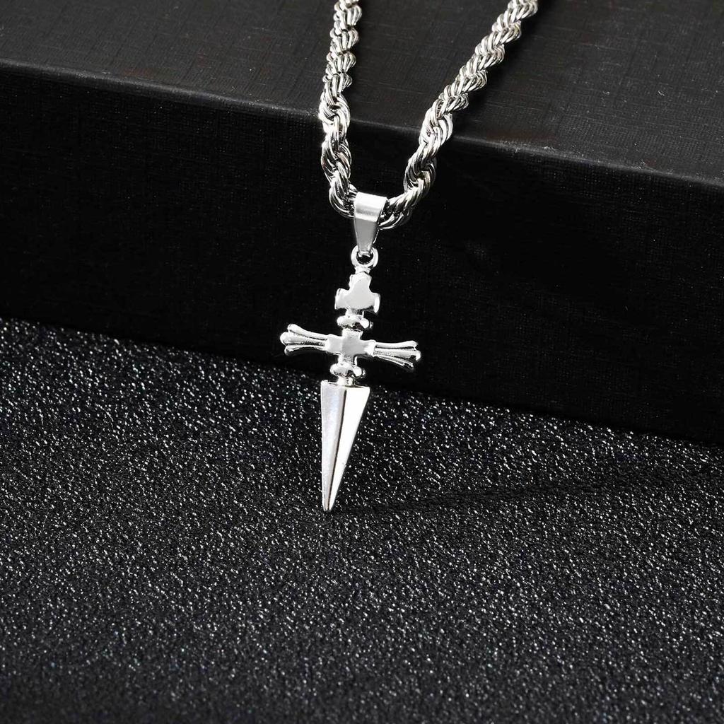 Vnox Punk Schwert Anhänger Halskette Gedrehte Kette für Männer Frauen, Unisex Schmuck Geschenke für Geburtstag Valentinstag