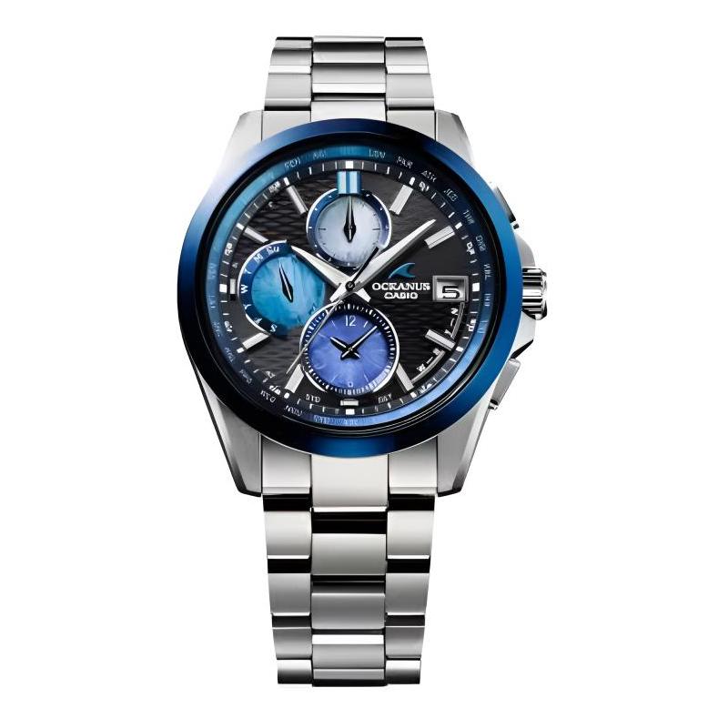 

CASIO Classic Series 100 Meters Waterproof Date Display Solar Quartz Titanium Strap Men s Watch Black Dial OCW-T2600AP-1AJF чорний
