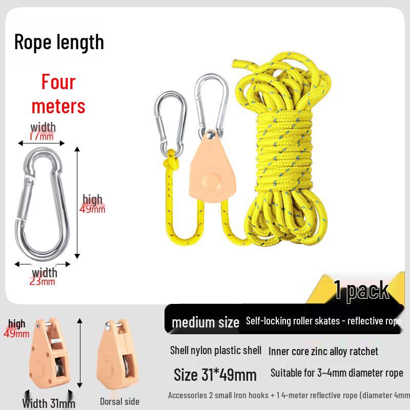 Adjustable Reflective Windproof Camping Tent Rope Pulley System