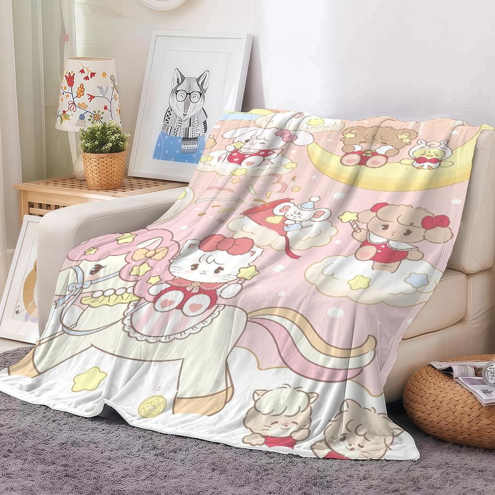 Kawaii Mikko Cartoon Blanket Warm Soft Suitable For Bedroom Sofa Bed Living Room Office Travel Camping Gifts