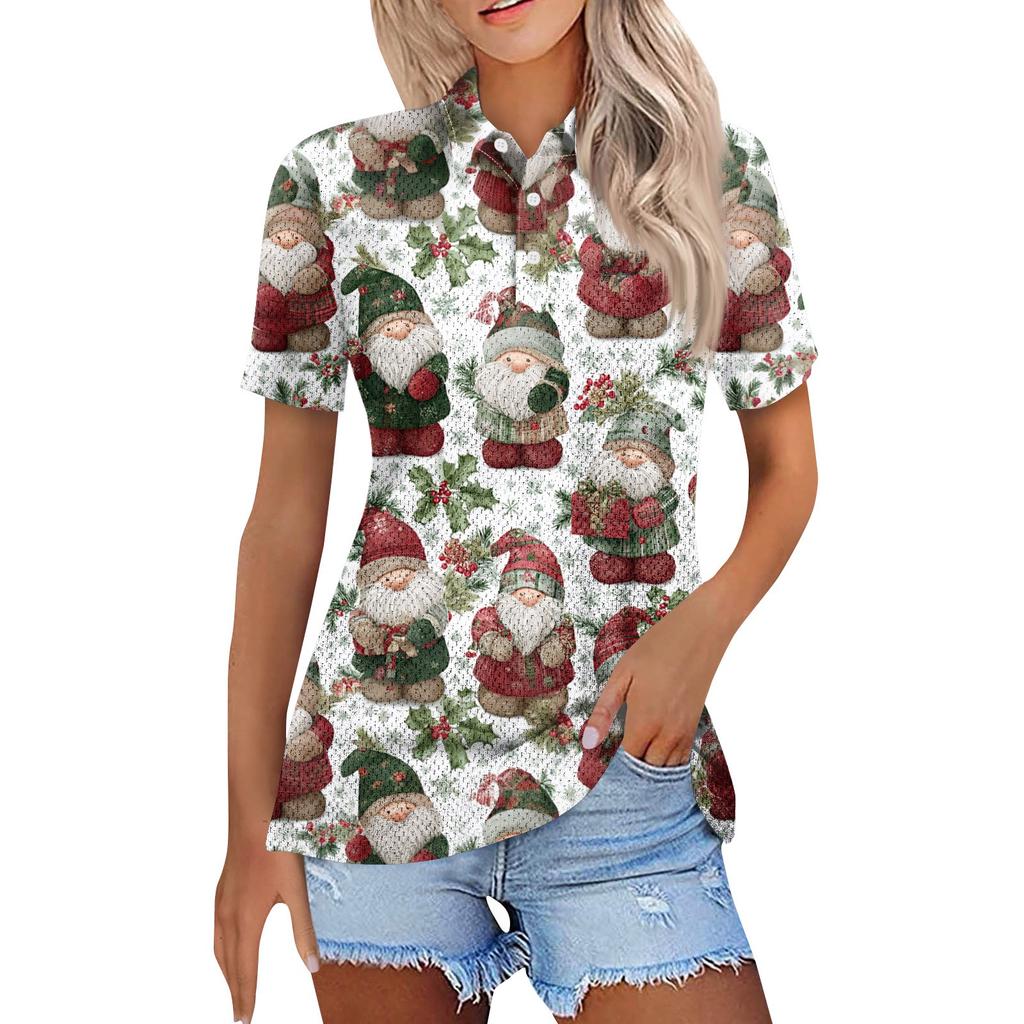 Women's Fashion Casual Lapel Short Sleeve Print Shirt Women's Button Up Tops